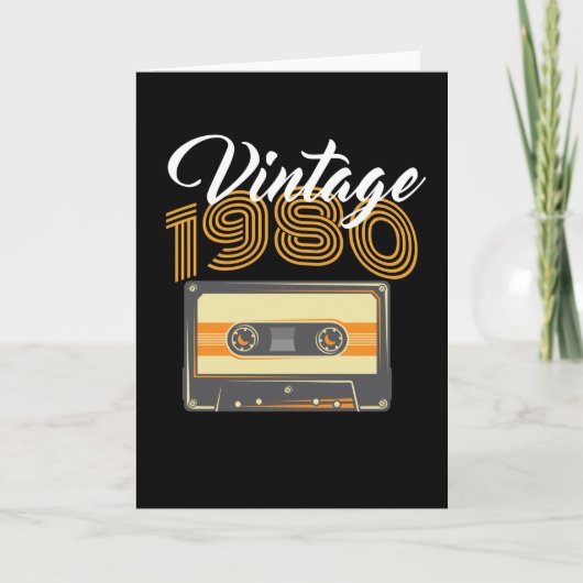 Vintage 1980 Muziek Cassette Verjaardag Kaart (Voorkant)