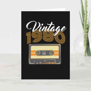 Vintage 1980 Muziek Cassette Verjaardag Kaart