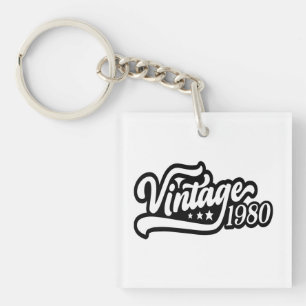 Vintage 1980 T-shirt, Grappig Verjaardagscadeau, G Sleutelhanger