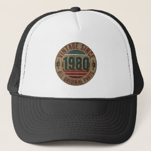 VINTAGE 1980 VERJAARDAGSCADEAU TRUCKER HOED PET