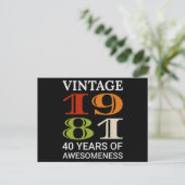 Vintage 1981 40e verjaardag citaat idee verjaardag briefkaart (Staand voorkant)