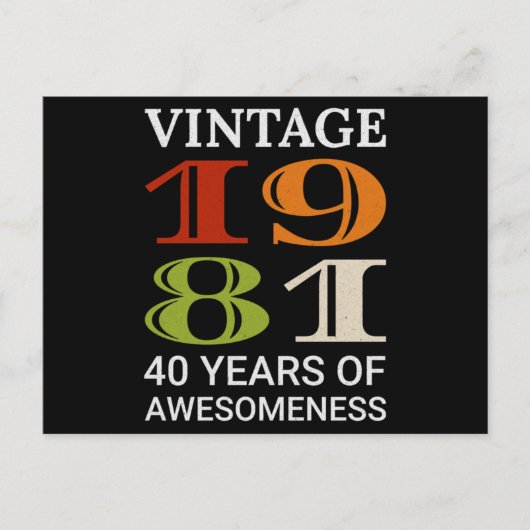 Vintage 1981 40e verjaardag citaat idee verjaardag briefkaart (Voorkant)