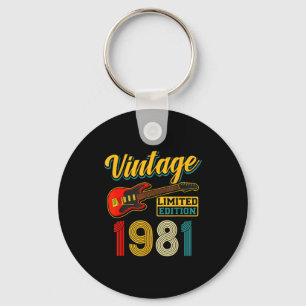 Vintage 1981 Limited Edition Gitaar Geboortejaar Sleutelhanger