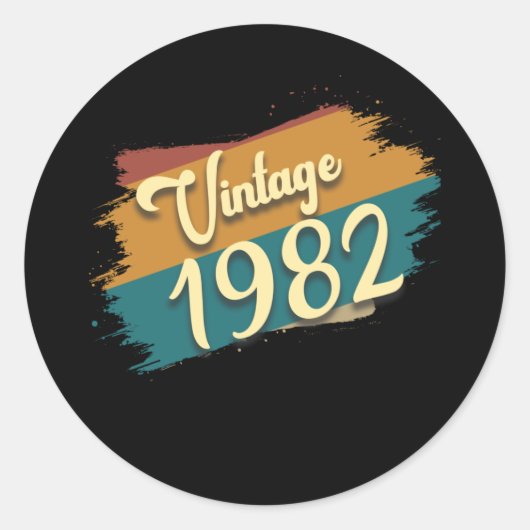 Vintage 1982 ronde sticker (Voorkant)