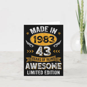 Vintage 1983 43 Jaar Oud Verjaardag 43ste Verjaard Kaart
