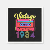 Vintage 1984 Kleurrijk Cassettebandje Servet (Voorkant)