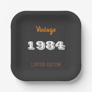 Vintage 1984 limited edition 42e verjaardag cadeau papieren bordje