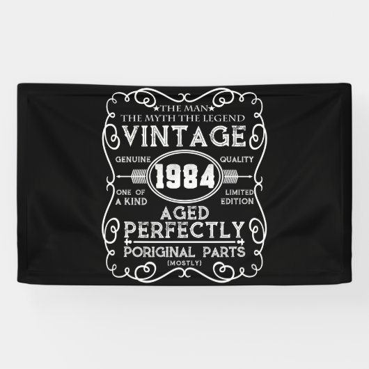 Vintage 1984 Man Myth Legend 37th Birthday Spandoek (Horizontaal)