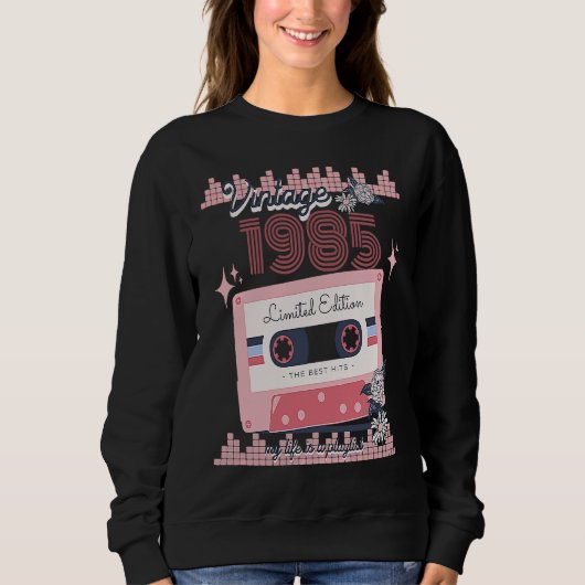 Vintage 1985 muziek cassette lied boho retro trui (Voorkant)