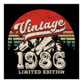 Vintage 1986 Birthday Retro 40th Outdoorsy Bday Perfect Poster