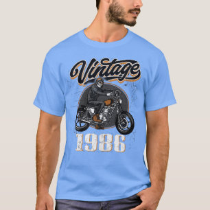 Vintage 1986, geboren in 1986 36e motorfiets motor t-shirt