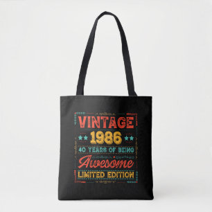 Vintage 1986 Gemaakt in 1986 40ste verjaardag 40 J Tote Bag