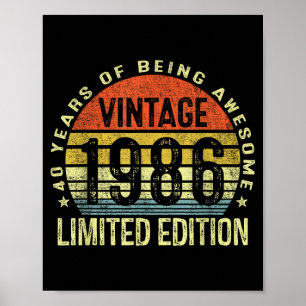 Vintage 1986 Limited Edition 40 jaar oud 40ste ver Poster