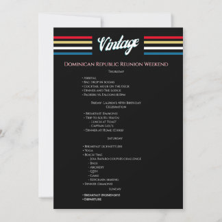 Vintage 1986 Retro 40th Birthday Party Itinerary  Kaart