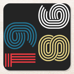 Vintage 1986 Retro Streep Abstract 40e Verjaardag Kartonnen Onderzetters