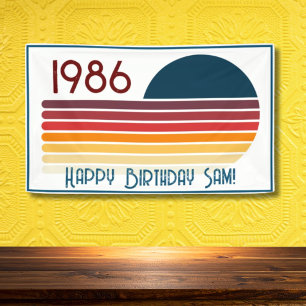 Vintage 1986 Retro Streep Zon 40e Verjaardag Spandoek