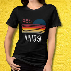 Vintage 1986 Retro Streep Zon 40e Verjaardag Tri-Blend Shirt