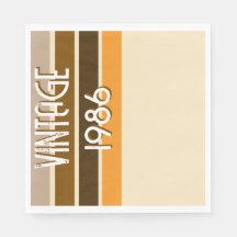 Vintage 1986 Retro Strepen Bruin Tan Vintage 