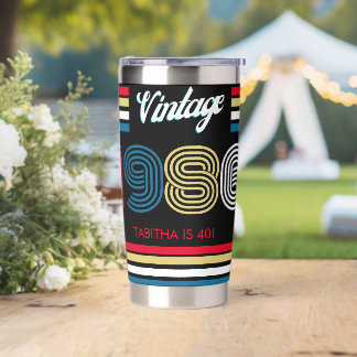 Vintage 1986 Retro Stripe 40th Birthday Favor Geïsoleerde Drinkbeker