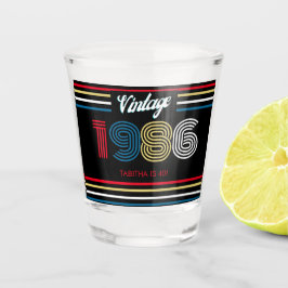 Vintage 1986 Retro Stripe 40th Birthday Favor Shot Glas