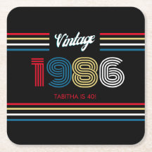 Vintage 1986 Retro Stripe 40th Birthday Party