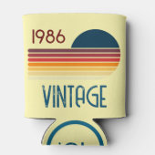 Vintage 1986 Retro Stripe Sun 40th Birthday Blikjeskoeler (Achterkant)