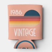 Vintage 1986 Retro Stripe Sun 40th Birthday Blikjeskoeler (Achterkant)