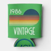 Vintage 1986 Retro Stripe Sun 40th Birthday Blikjeskoeler (Voorkant)