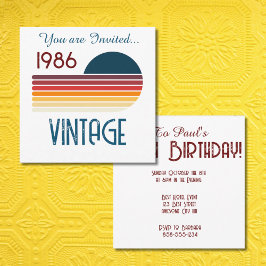 Vintage 1986 Retro Stripe Sun 40th Birthday Kaart