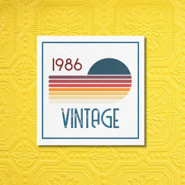 Vintage 1986 Retro Stripe Sun 40th Birthday Servet