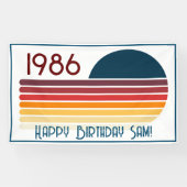 Vintage 1986 Retro Stripe Sun 40th Birthday Spandoek (Horizontaal)