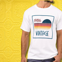 Vintage 1986 Retro Stripe Sun 40th Birthday T-shirt