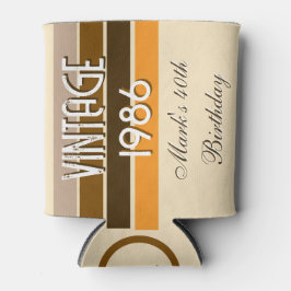 Vintage 1986 Retro Stripes Brown Tan Vintage Name Blikjeskoeler