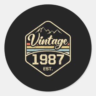 Vintage 1987 Est 34th Birthday Gift Ronde Sticker