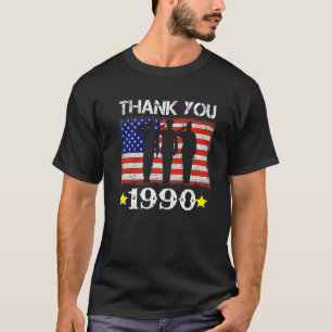 Vintage 1990 32 Years Old Flag American 32th Birt T-shirt