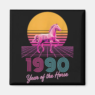 Vintage 1990 Jaar Van Het Paard Maan Rijder CNY Zo Magneet