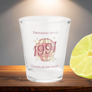 Vintage 1991 35th birthday retro purple  shot glas
