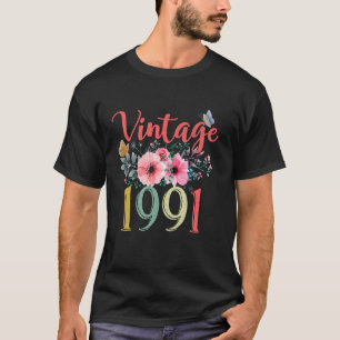 Vintage 1991 bloem hippie groovy wilde bloem 34ste t-shirt