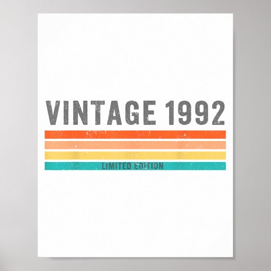 Vintage 1992 Limited Edition - 33rd Birthday Gift  Poster (Voorkant)