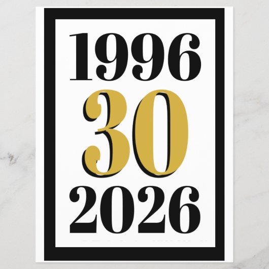 Vintage 1996 Milestone 30e verjaardag Flyer (Voorkant)