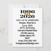 Vintage 1996 Milestone 30th Birthday Kaart (Achterkant)