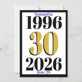 Vintage 1996 Milestone 30th Birthday   Magnetische Uitnodiging