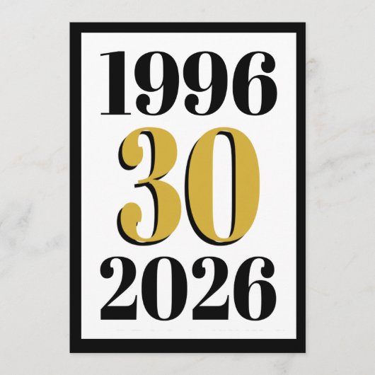 Vintage 1996 Milestone 30th Birthday   Menu (Voorkant)