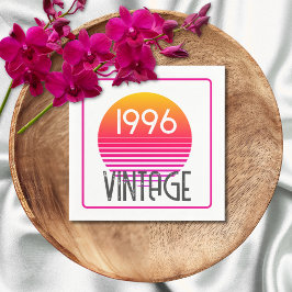 Vintage 1996 Neon Retro Streep Zon 30e Verjaardag Servet