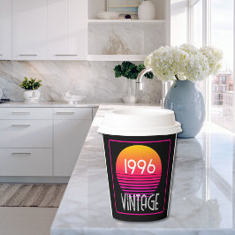 Vintage 1996 Neon Retro Stripe Sun 30th Birthday Papieren Bekers