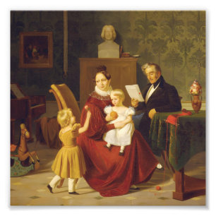 Vintage 19e-eeuwse Victoriaanse familiefoto Foto Afdruk