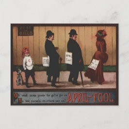 Vintage 1 april grap op achterkant van de hond briefkaart