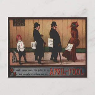 Vintage 1 april grap op achterkant van de hond briefkaart