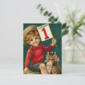 Vintage 1 januari briefkaart (Staand voorkant)
