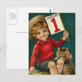 Vintage 1 januari briefkaart (Voorkant / Achterkant)